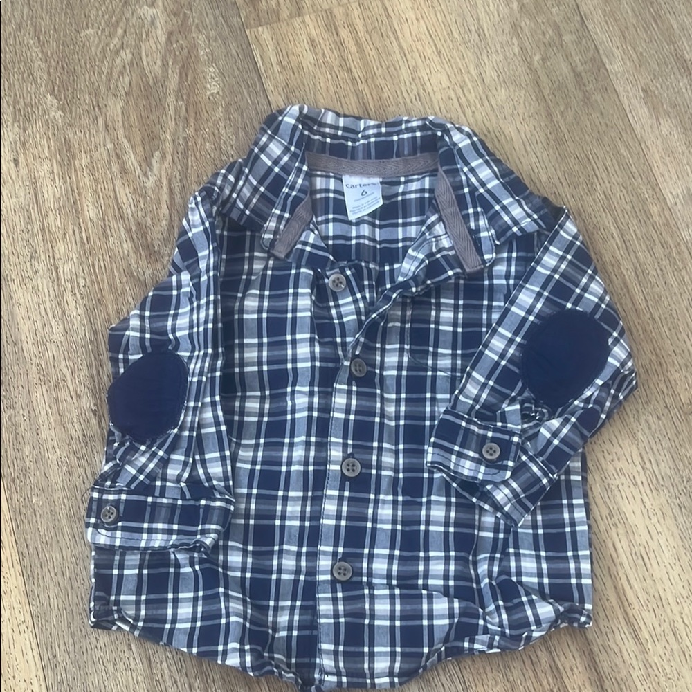 🟡Plaid Kids Shirt with Elbow Patches size 6 months